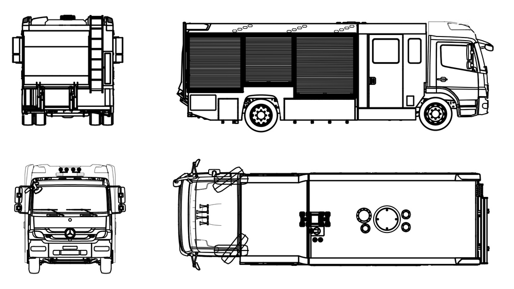 le plan multi vues du Mercedes-Benz Atego 1529 F Euro 5