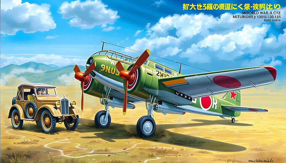 une image générée par l'IA représentant un Mitsubishi Ki-46 et un Kurogane Type 95