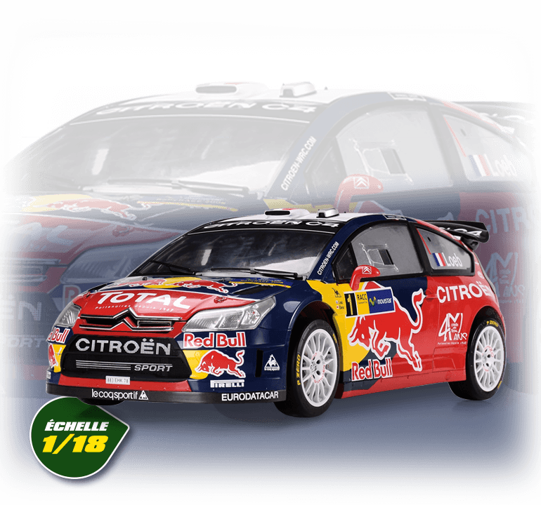 une miniature à l'échelle 1/18 de la Citroën C4 WRC 2008