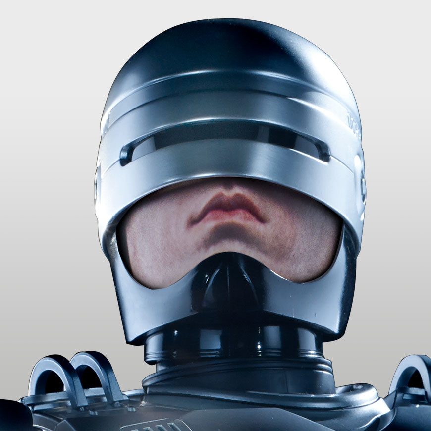 vue sur la tête de RoboCop