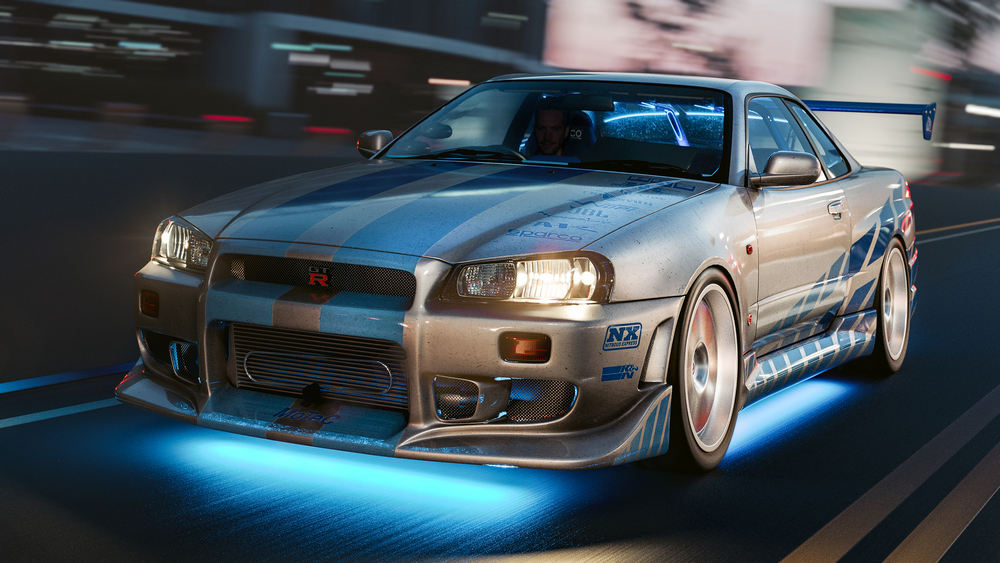 la Nissan Skyline GT-R Fast & Furious vue de 3/4 avant gauche